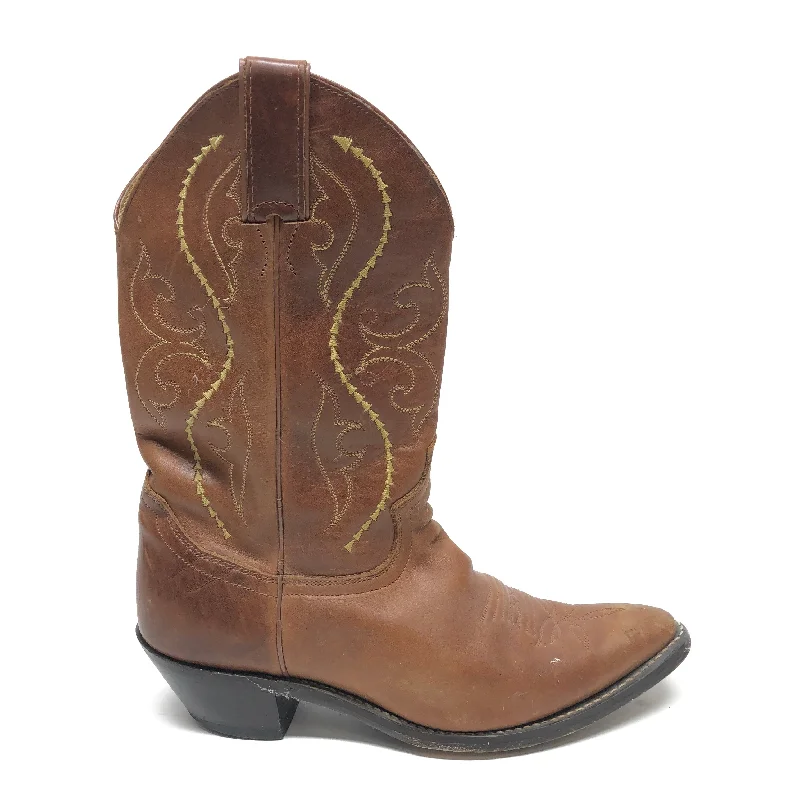 Brown Boots Western Justin, Size 8