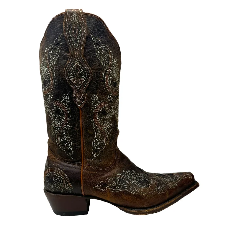 Isabelle Inlay Studded Boots Western By Shyanne In Brown, Size: 9