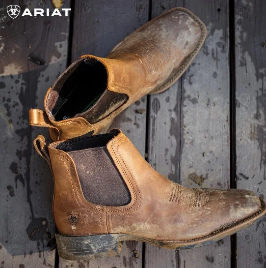 MEN'S ARIAT Brown BOOKER ULTRA WESTERN BOOT. BOTINE CUADRADO ARIAT