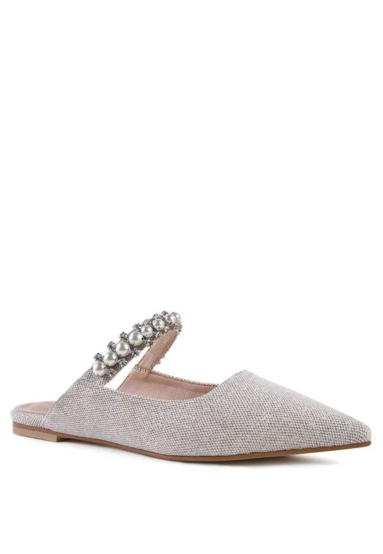 GEODE Mary Jane Cutout Embellished Mules For Women