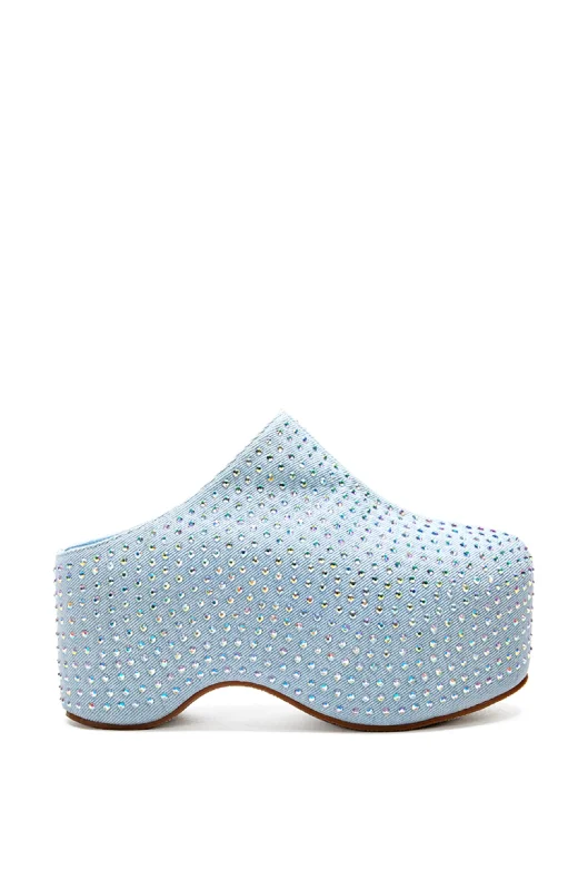 JAMAL-DENIM CRYSTAL PLATFORM CLOG