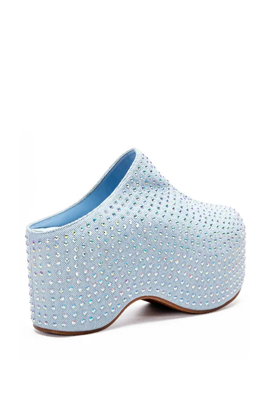 JAMAL-DENIM CRYSTAL PLATFORM CLOG