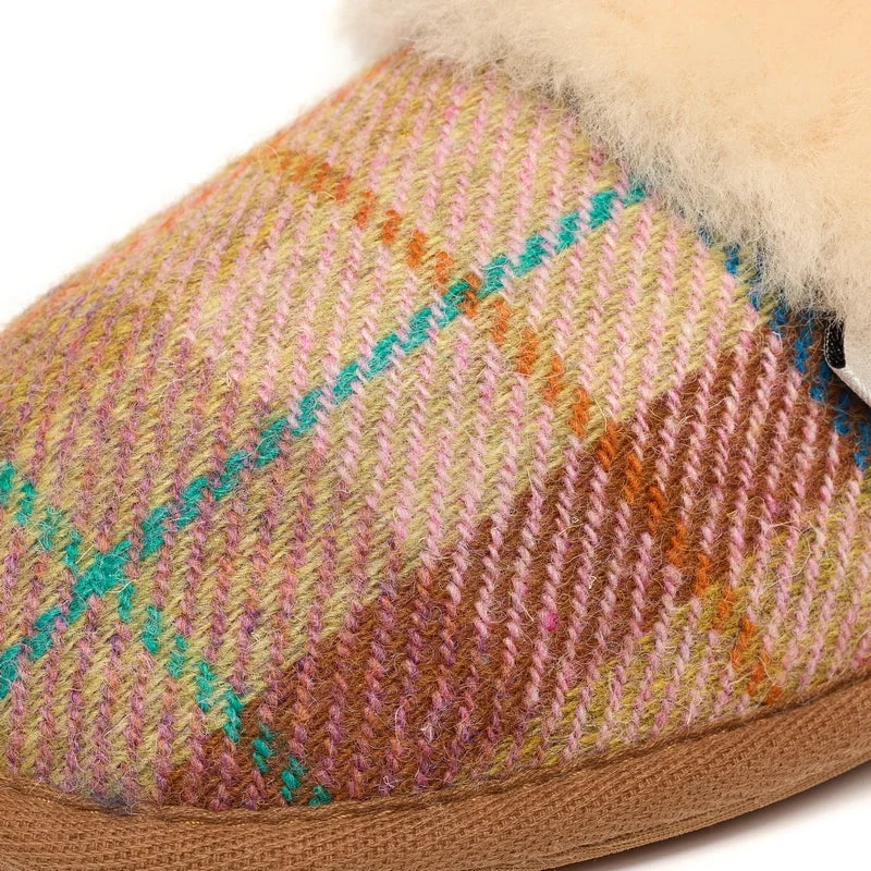 Kate - Harris Tweed Mule - Sand / Honey Check