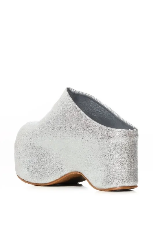 LIZZY-SILVER PLATFORM CLOG