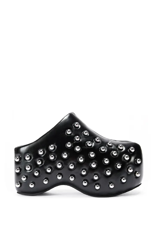 ROMESCO-BLACK STUDDED PLATFORM CLOG