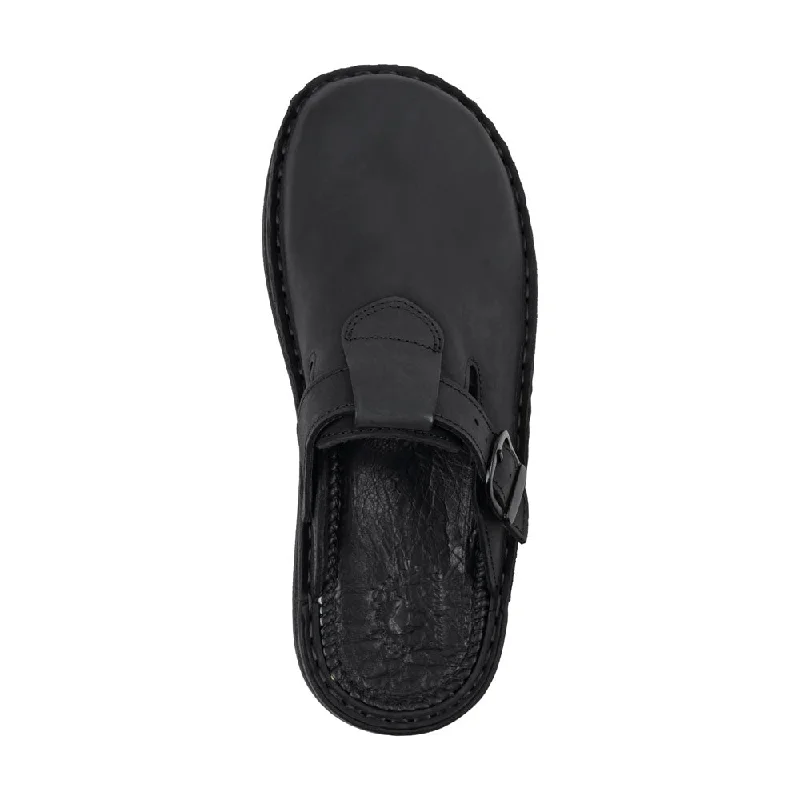 Sawyer - Leather Clog-Toe Sandal | Black Nubuck