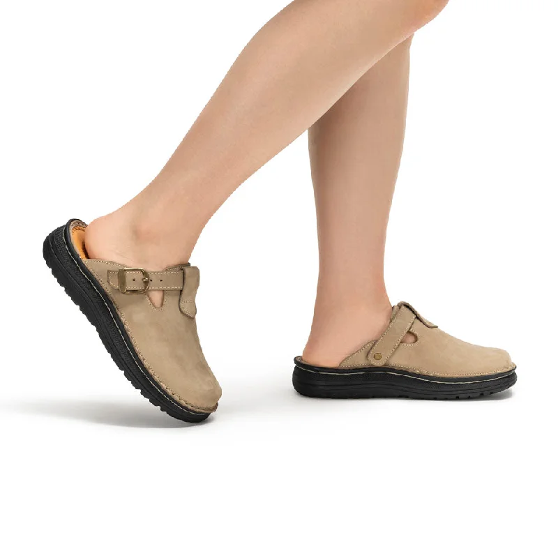 Sawyer - Leather Clog-Toe Sandal | Olive Nubuck