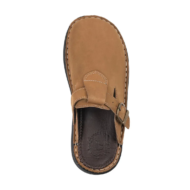 Sawyer - Leather Clog-Toe Sandal | Tan Nubuck