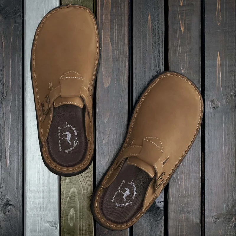 Sawyer - Leather Clog-Toe Sandal | Tan Nubuck