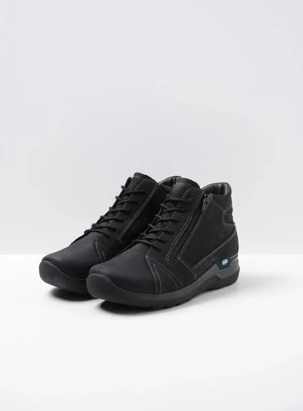 Wolky Why (Women's) - Black Nubuck Leather