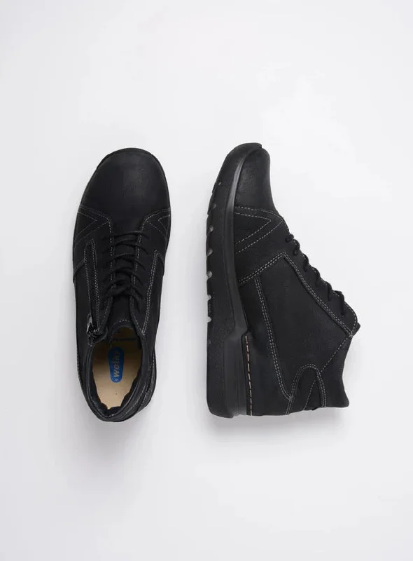 Wolky Why (Women's) - Black Nubuck Leather