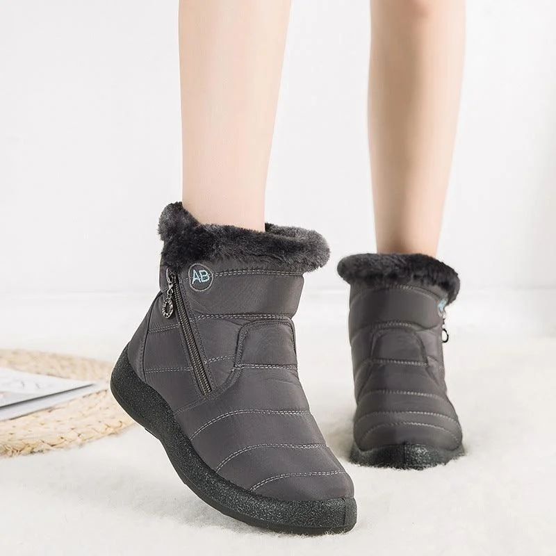 Women's snow boots side zipper waterproof cloth