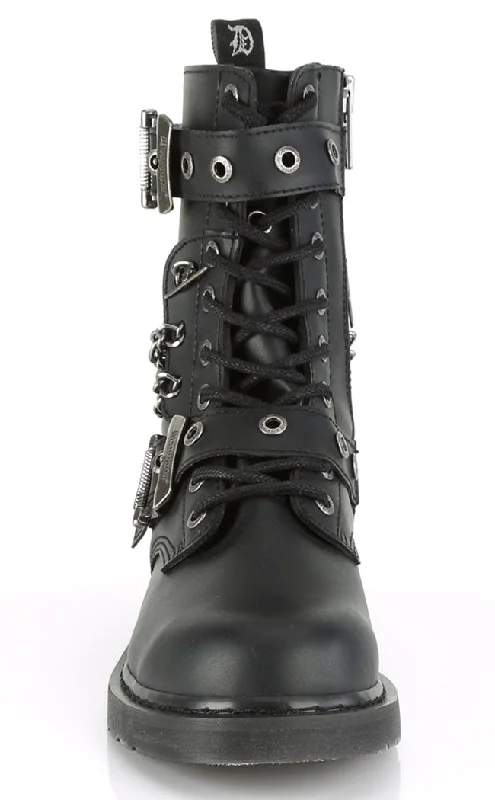 BOLT-250 Black Lace Up Chain Boots