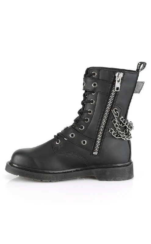 BOLT-250 Black Lace Up Chain Boots