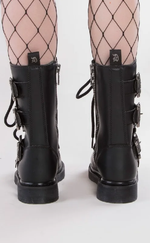 BOLT-265 Black Lace Up Buckle Boots