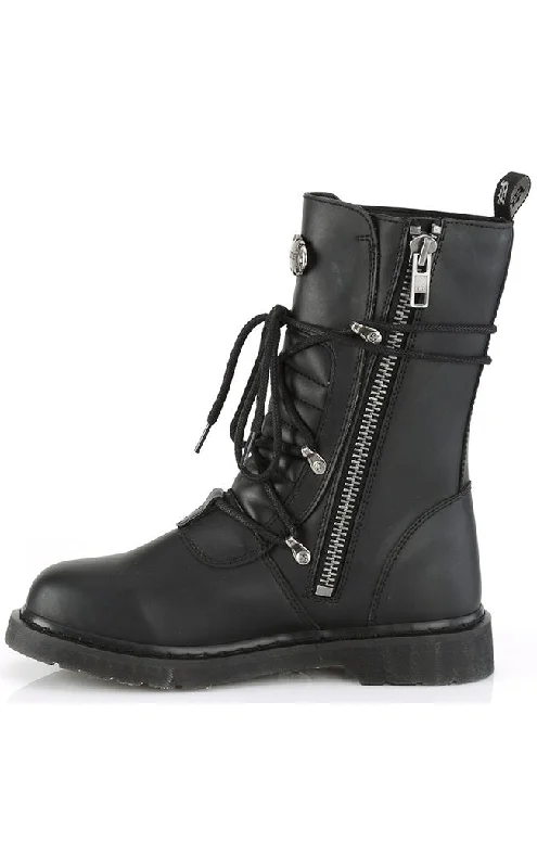 BOLT-265 Black Lace Up Buckle Boots