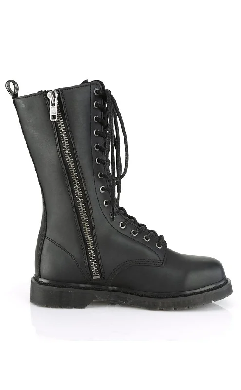 BOLT-300 Black Lace Up Mid Calf Boots