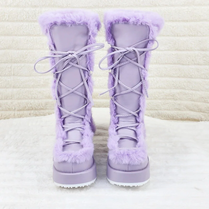 Cubby 311 Lilac Purple Furry Stomper Mid Calf Boots -DEMONA DIRECT