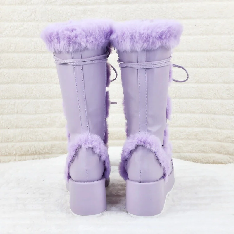 Cubby 311 Lilac Purple Furry Stomper Mid Calf Boots -DEMONA DIRECT