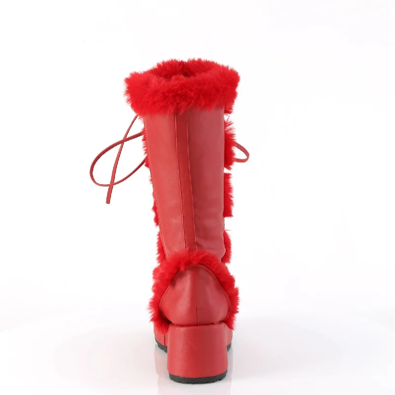 Cubby 311 Red Furry Stomper Mid Calf Boots -DEMONA DIRECT