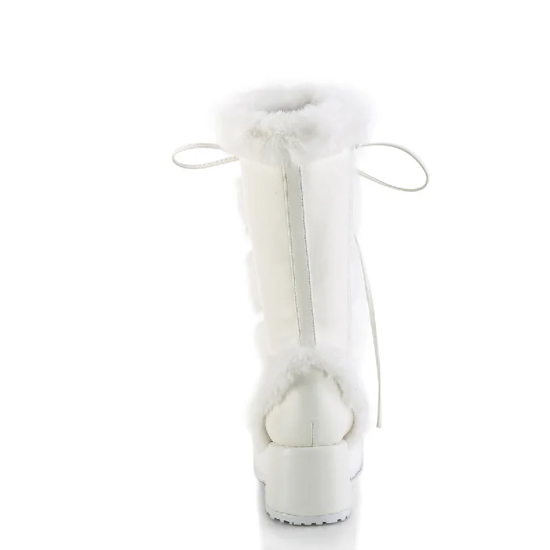 Cubby 311 White Furry Stomper Mid Calf Boots -DEMONA DIRECT