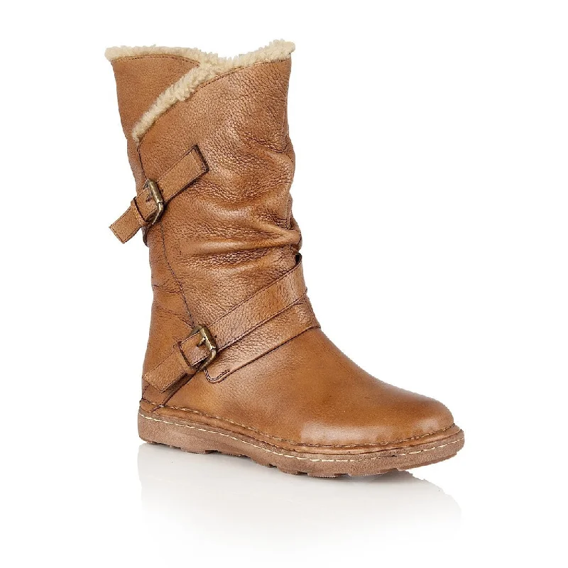 Lotus Jolanda Tan Leather Calf Length Boots