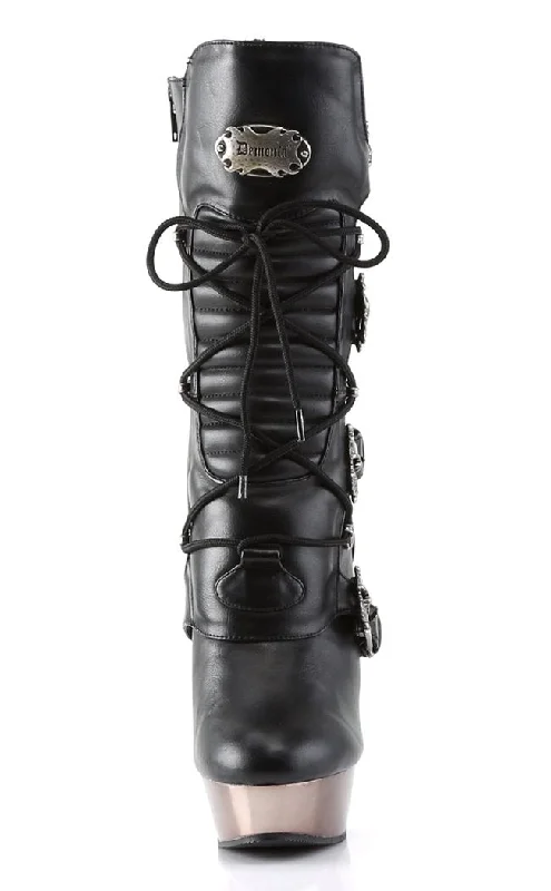 MUERTO-1026 Black & Pewter Steampunk Boots