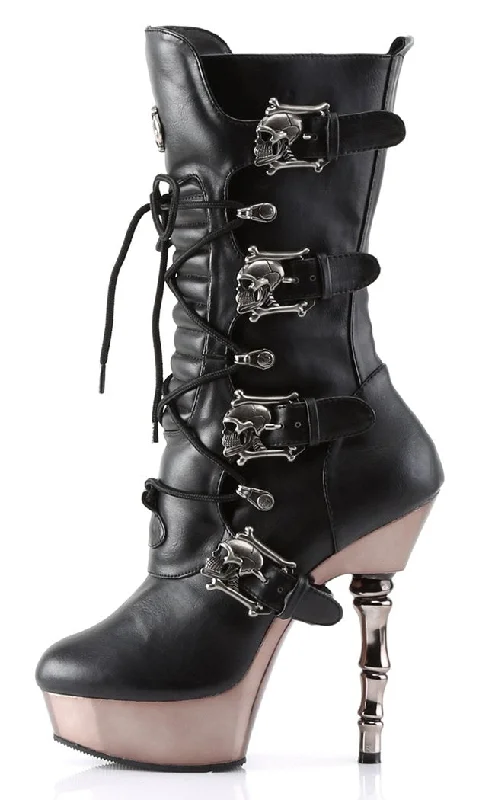 MUERTO-1026 Black & Pewter Steampunk Boots