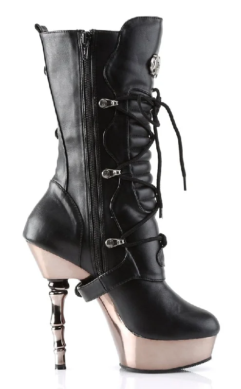 MUERTO-1026 Black & Pewter Steampunk Boots