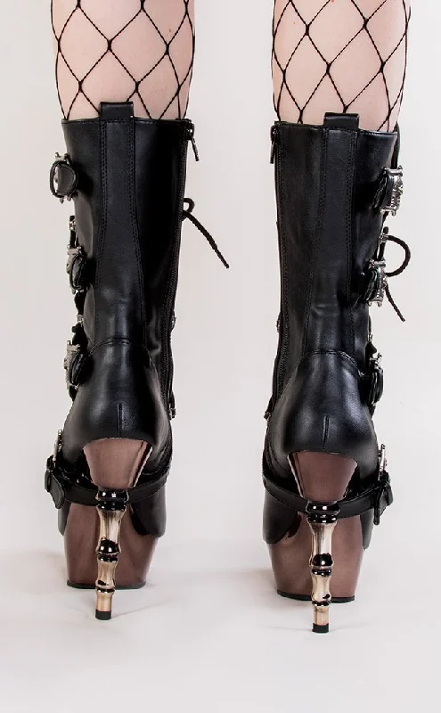 MUERTO-1026 Black & Pewter Steampunk Boots