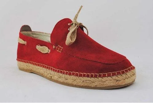 Nautic espadrille van suède Bordeaux