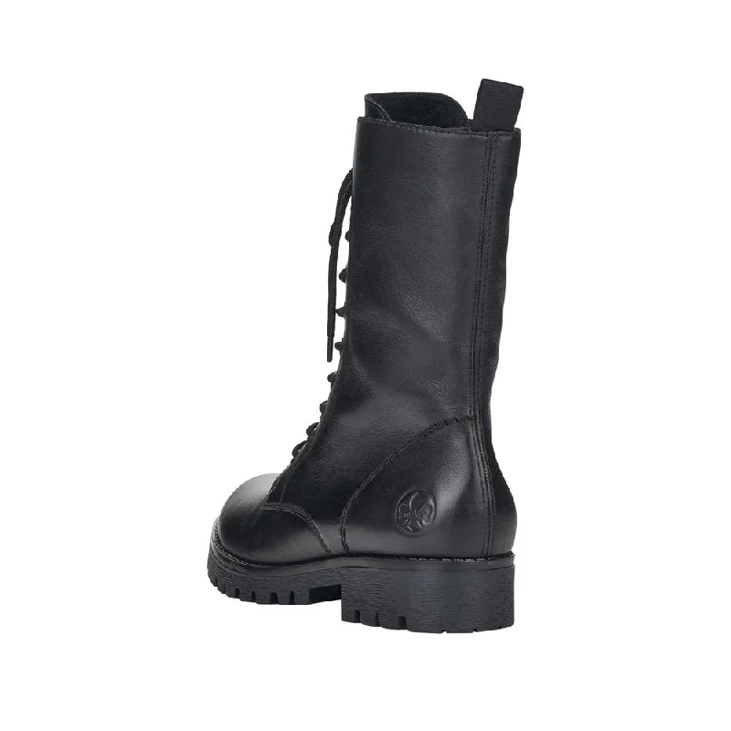 Rieker 78544-00  Ladies Black Leather Side Zip Mid-Calf Boots