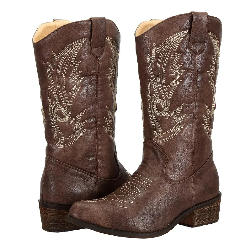 SheSole Pointed Toe Womens Cowboy Boots Brown