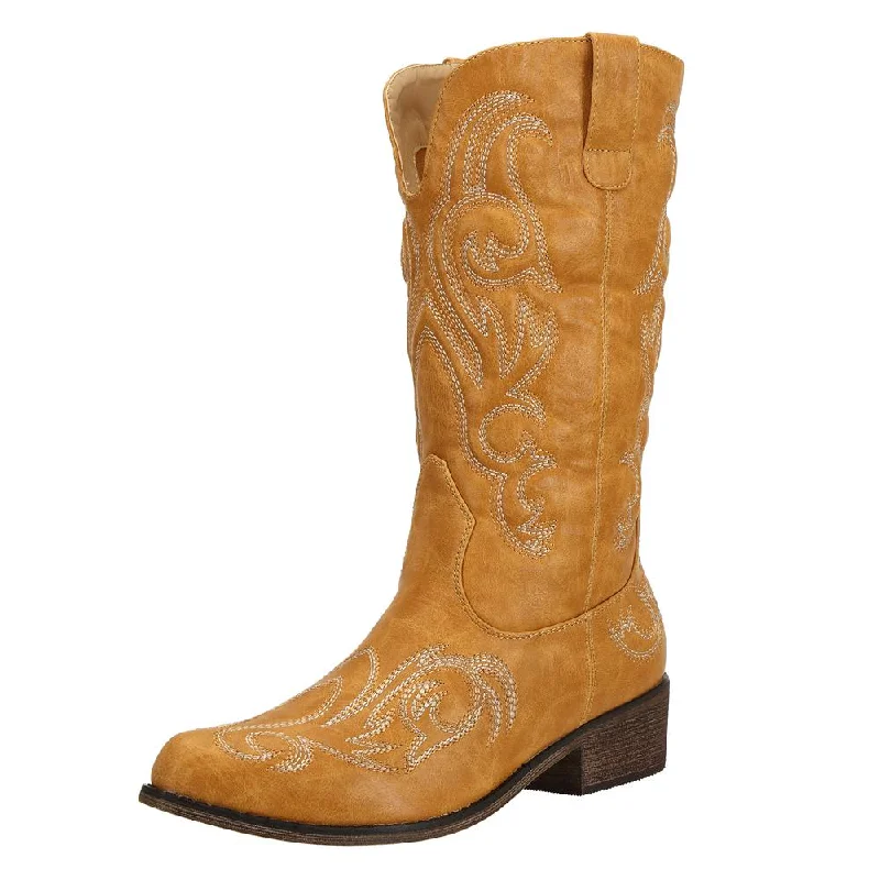 SheSole Pointed Toe Womens Cowboy Boots Tan