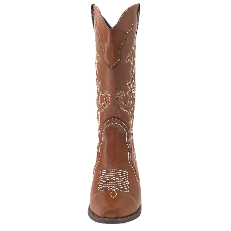 SheSole Womens Wide Calf Cowboy Cowgirls Boots Tan