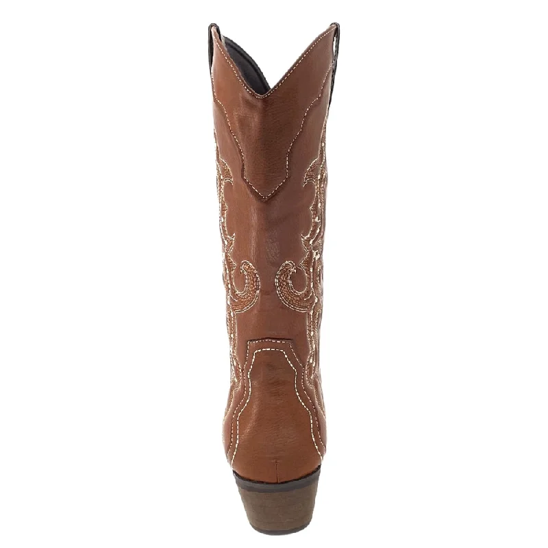 SheSole Womens Wide Calf Cowboy Cowgirls Boots Tan