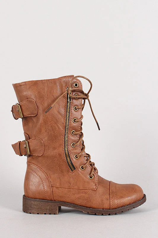 Lug-12N Zipper Round Toe Military Lace Up Boot