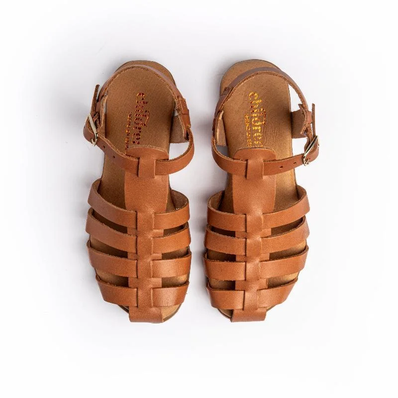 Leather Roman Sandal in Natural