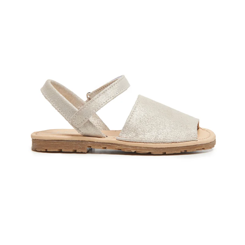 Leather Sandals in Nude Shimmer