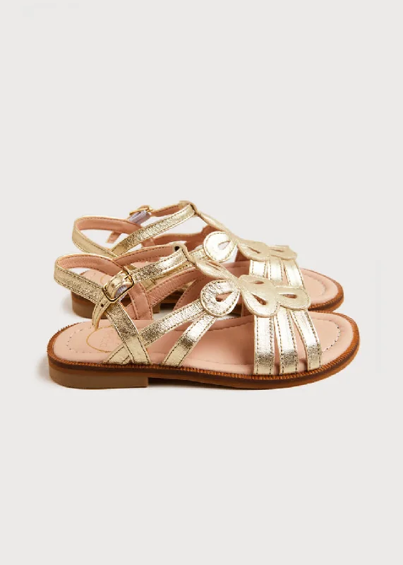 Metallic Strappy Leather Sandals in Gold (24-34EU)