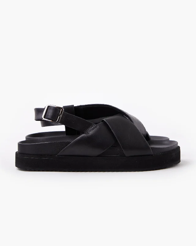 Mya Leather Sandal - Black