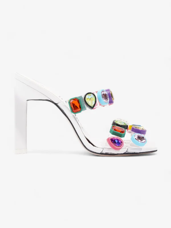 The Attico Nanci Embellished Heeled Mule 100mm White / Multi leather EU 37 UK 4