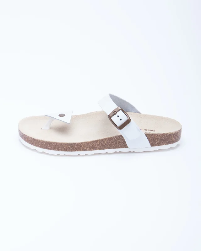 Women's Manu Triangle Sandal White Leather