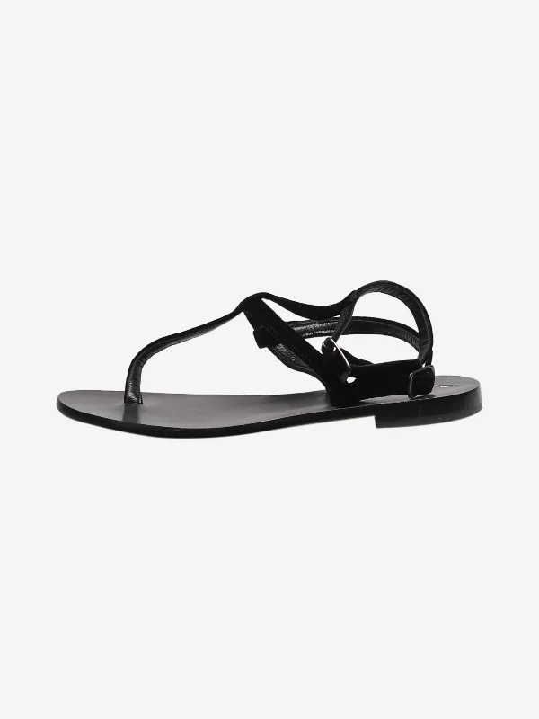 Black velvet T Sandals - size EU 38