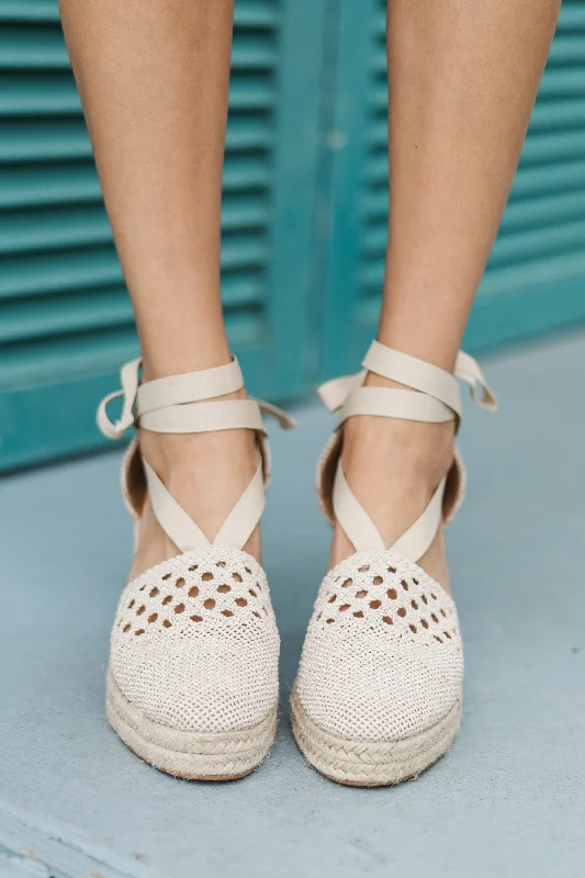 Going On Your Way Beige Espadrille Wedges