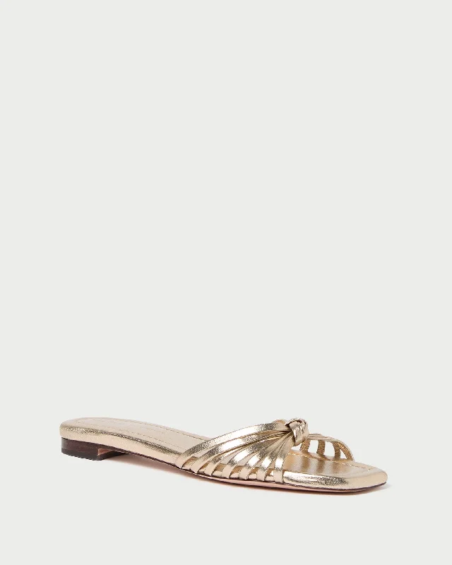 Izzie Champagne Leather Knot Sandal