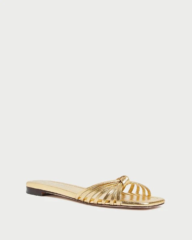 Izzie Gold Leather Knot Sandal