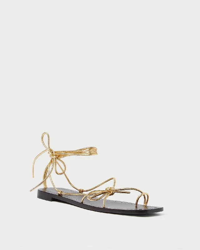 Jude Gold Leather Flat Sandal