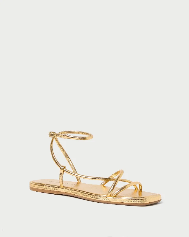 Noor Gold Leather Flat Sandal