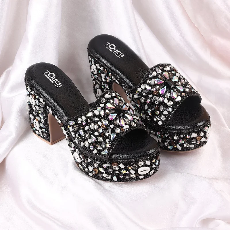 Classic Elegant Floral Print Slide Sandals